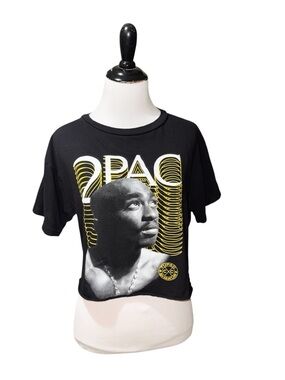 Cross Colours Women's M Medium Cropped Crewneck T-Shirt Tupac Shakur Hip Hop 90s